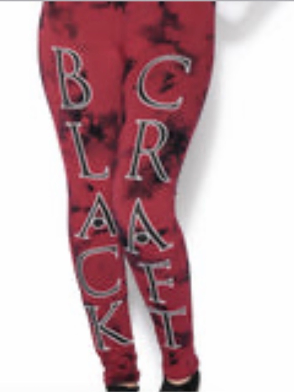 Red Tie-Dye Leggings with Side Lettering